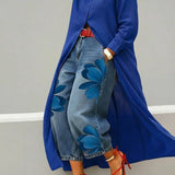 Maud - Vestido Camisa em Linho e Jeans Floral