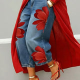 Maud - Vestido Camisa em Linho e Jeans Floral