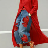 Maud - Vestido Camisa em Linho e Jeans Floral