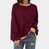 Teresa – blusa listrada com detalhes azuis