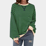 Teresa – blusa listrada com detalhes azuis
