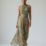 Joana | Vestido Maxi com Alças e Pregas