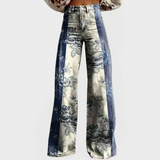 Veronica Calças Jeans Românticas Largas com Patches