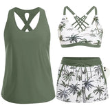 MARIANA | Conjunto de Tankini Esportivo em 3 Peças com Bolsos