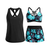MARIANA | Conjunto de Tankini Esportivo em 3 Peças com Bolsos