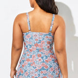 Vestido de Banho de Uma Peça Floral Verde com Controlo de Barriga para Mulheres