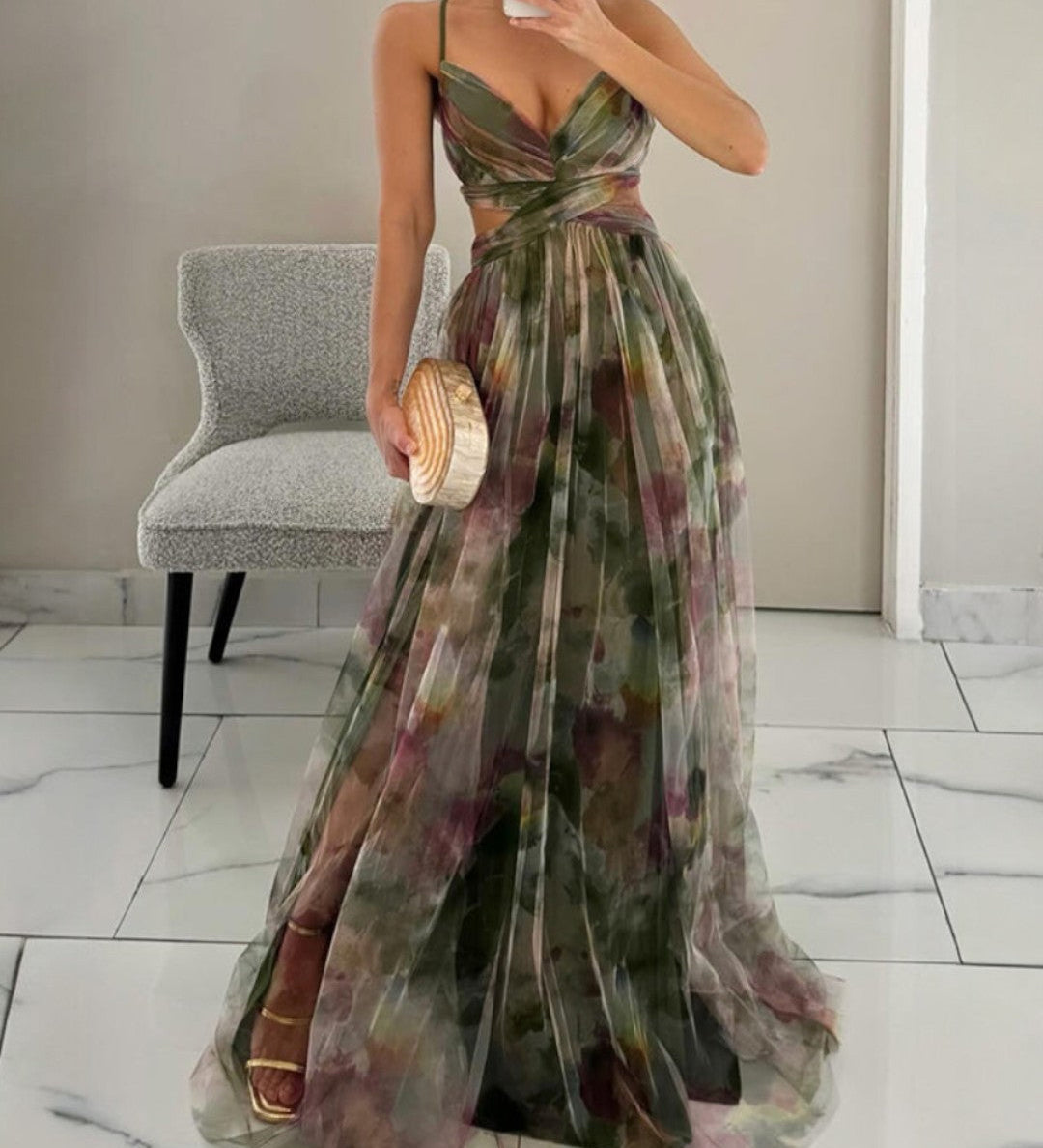 Giselle | Vestido maxi encantado com padrão floral