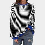 Teresa – blusa listrada com detalhes azuis