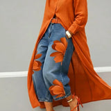 Maud - Vestido Camisa em Linho e Jeans Floral