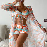 Conjunto de bikini 3 peças com padrão