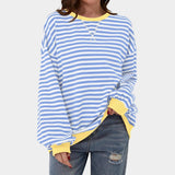 Teresa – blusa listrada com detalhes azuis