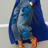 Maud - Vestido Camisa em Linho e Jeans Floral