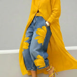 Maud - Vestido Camisa em Linho e Jeans Floral