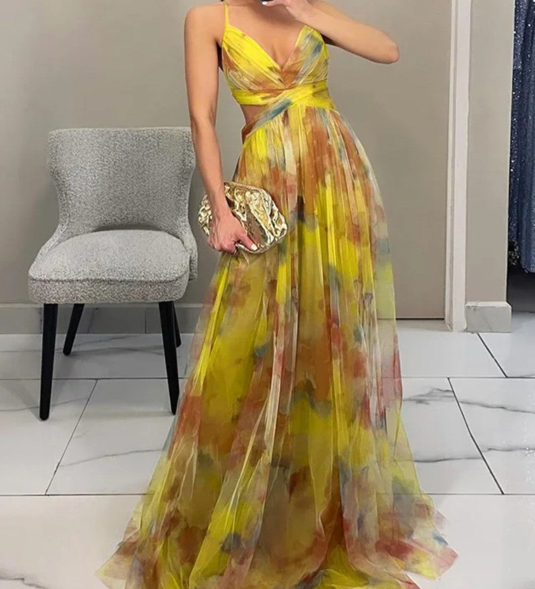 Giselle | Vestido maxi encantado com padrão floral