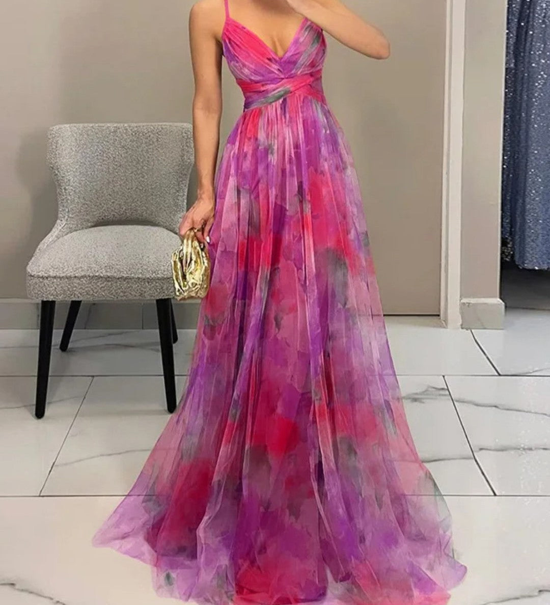 Éléonore | Vestido Longo Fluido Florido
