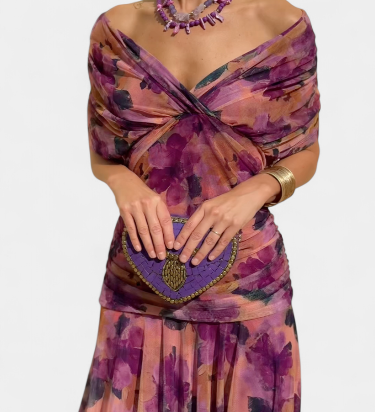 Alondra | Vestido Floral Longo com Decote em V