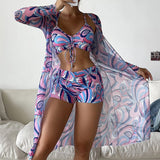 Conjunto de bikini 3 peças com padrão